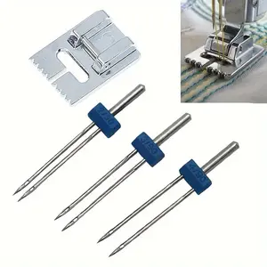 4pcs/set, Sewing Machine Double Needles With Pressing Feet Double Needles Sewing Machine Double Needles 2, 3, 4mm