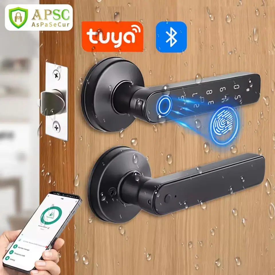 Tuya Smart Fingerprint Door Lock, Wireless Battery Powered, Supports Fingerprints/APP/mechanical Key, Low Energy Design, Low Battery Alert, Biometric Door Lock, Smart Security Lock, Digital Lock, Fingerprint Smart Locks, Keyless Entry Door Lock
