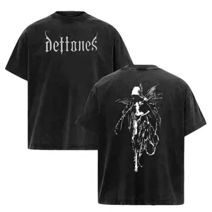 TLXT [Collection] Vintage Deftones Heavy Metal Shirt, Deftones Washed Tee , Music Graphic Tee, Rock Band Shirt, Retro Music Tee, Rock Music Lover Shirt, Vintage Band Shirts Casual Washed Tee Fabric Fit Top, Top Men's and Women's Clothing Cotton