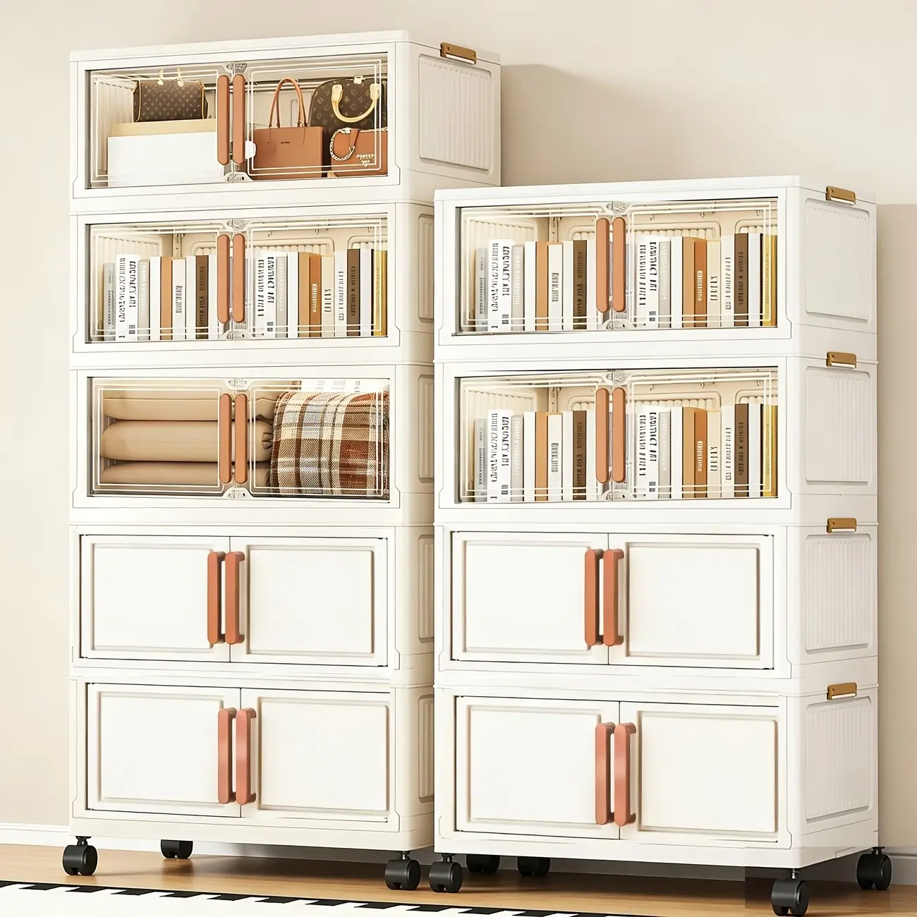 Foldable Storage Box 1/4/5 Layers, Large Double Opening Storage Organizer, Large Storage Box With Lid And Wheels For Clothes, Snacks, Toys And Books, Home Office Outdoor Foldable Container, Kitchen Storage Organizer