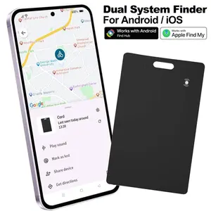 Wallet tracking card for IOS and Android, rechargeable tag wallet finder, IP68 waterproof smart card GPS tracking item locator for Google Find Hub application (black)