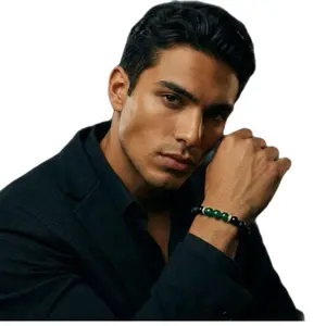 Boss Men's Stylish Green Beaded Bracelet for Everyday Wear - Trendy Accessory for Modern Gentlemen