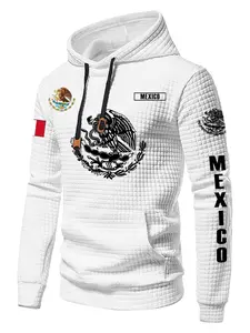 Men's Casual Hoodie, Long Sleeve, Soft Fabric, Mexican Street Style Inspiration, Waffle Texture, Cultural Fashion, Ideal for Trendsetters