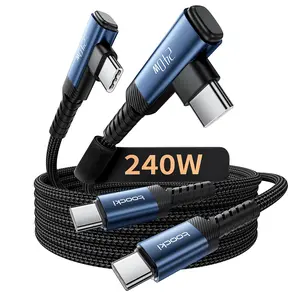 Toocki 240W USB C to USB C Cable Right Angle[2Pack, 10ft] C to C Cable Fast Charging,USBC to USBC Charger Cord Type C Fits iPhone 16 15 Pro Max Plus,MacBook,iPad Pro,Samsung Galaxy S25,Pixel,All Devices