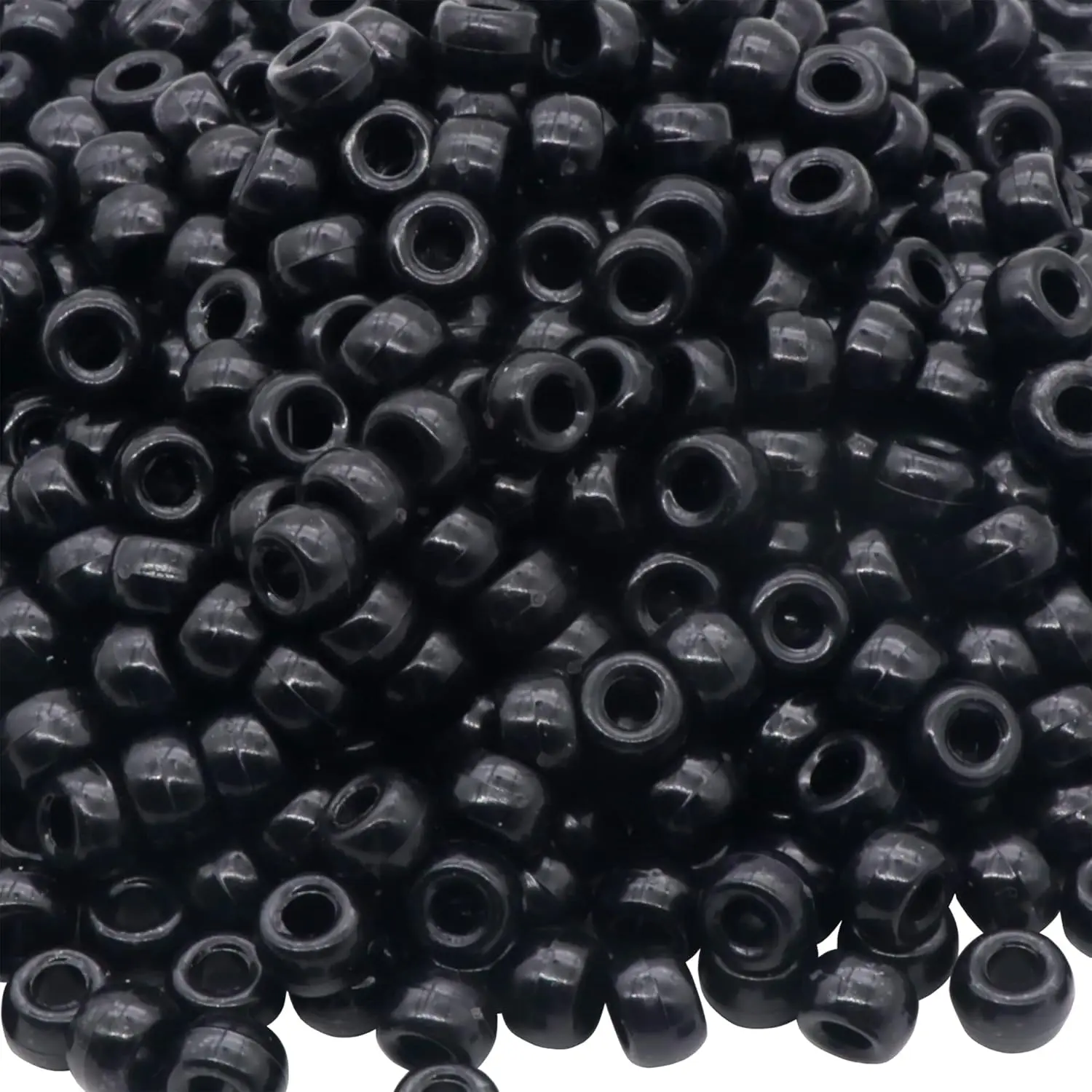 1000 count Pony Beads Bracelet 9mm Black Plastic Barrel Pony Beads for Necklace,Hair Beads for Braids,Key Chain, Making (Black)