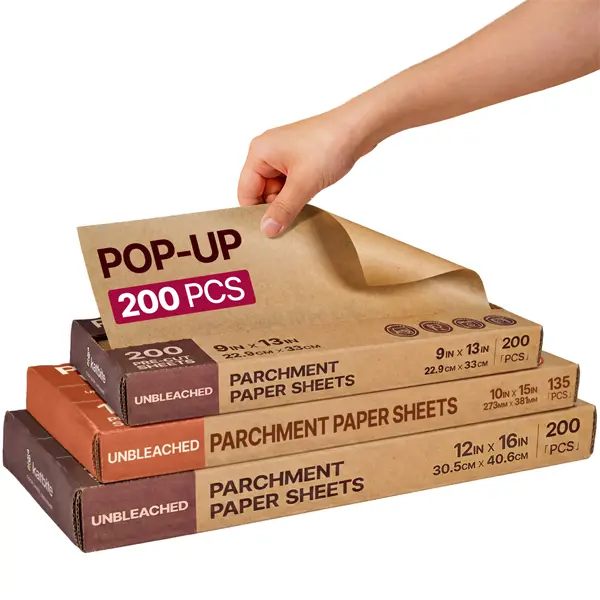Katbite 200PCS Pop-Up Parchment Paper Sheets, Unbleached Baking Paper, 9x13 10x15 12x16, Pre-Cut Non-Stick Parchment for Baking, Cookies, Oven, Air Fryer, Cooking, Roasting, Steaming, Food Grade, Waterproof, Heat Resistant