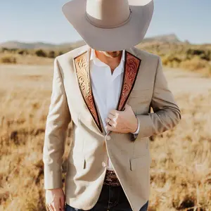 Men's Slim Fit Casual Blazer Western Cowboy Style Denim Jacket for Streetwear Menswear Suit Long Sleeve Midi Formal Wetsuit(Home Supplies)