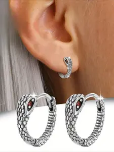 Pair of Women's Fashion Earrings, Python + Infinity Loop + Gothic + Venomous Snake + Vintage + Hip-Hop + Minimalist + Versatile + Stylish, Perfect for Banquets, Gatherings, Travel, Everyday Gifts, Thanksgiving, Halloween, Christmas