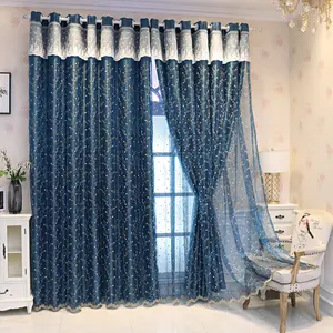 Luxury Embroidered Blackout Heavy Curtain with Top Ring Design, Perfect for Living Room Bedroom Balcony Kitchen Window Decorations, Home Decoration Curtain