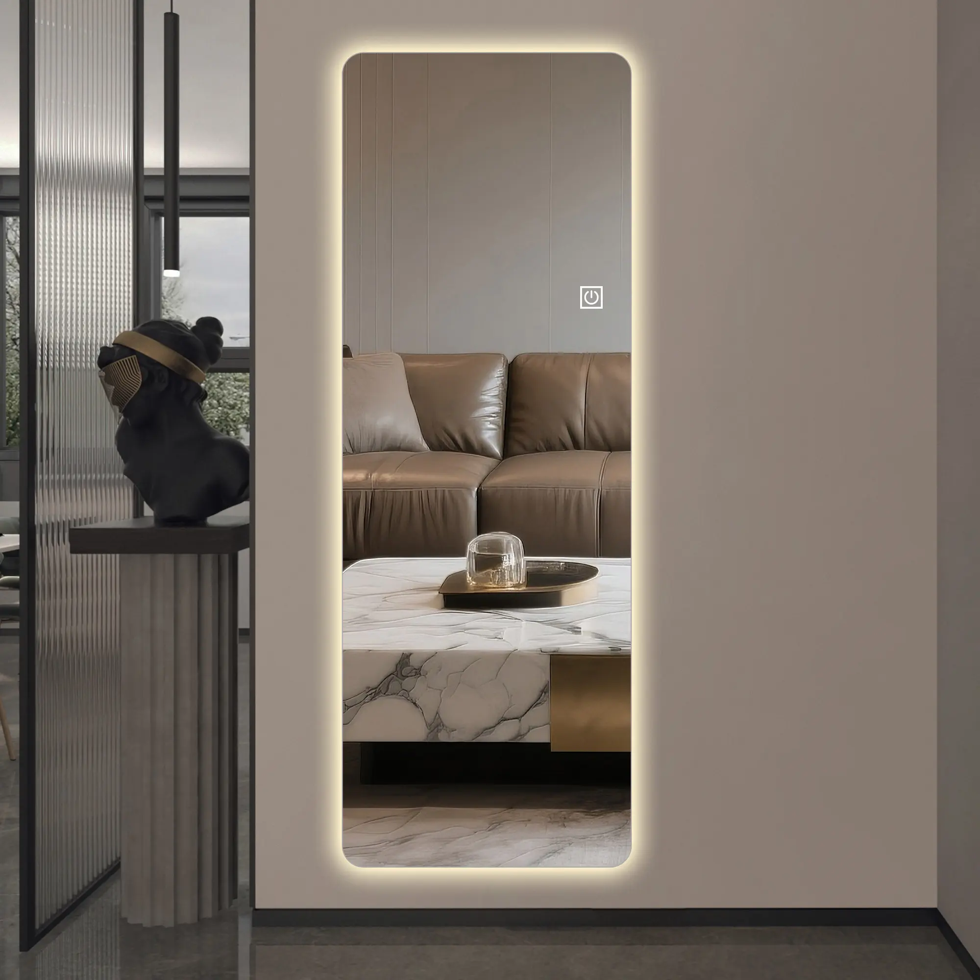 65" x 21" Full Body Mirror Wall-mounted Full-Length Mirror With Spacious 3-Mode LED Mirror with Anti-Shatter Design for Home Bathroom and Bedroom Wall Mount