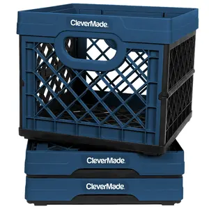 Collapsible Milk Crate – 6.6 Gal Eco-Friendly Storage Bin (Ocean Navy) Organiser