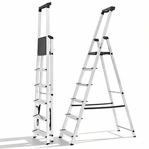 Step Ladder, Folding Step Stool with Anti-Slip Wide Pedal Handrails, Aluminum Stool Ladders, Safety Household Ladder for Home Kitchen Courtyard Outdoor