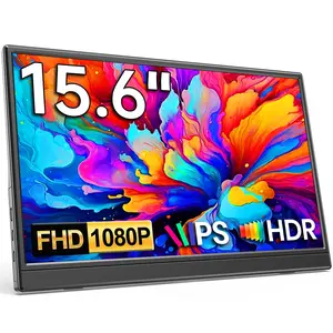 Portable Monitor 15.6" 1080P FHD IPS Display, Ultra-Slim USB-C HDMI Travel Monitor with Kickstand, Zero Bezel Screen Extender for Laptop, Mac, Phone, PS, Xbox, Switch Gaming