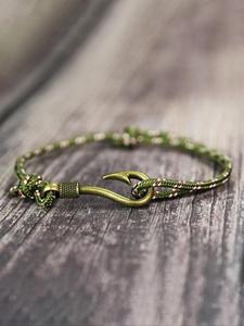 Men's Vintage Fish Hook Design Braided Bracelet, Adjustable Handmade Nautical Bracelet, Fashion Accessories for Men & Boys, Fashionable Bracelet