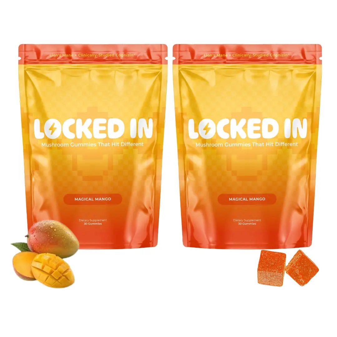 ADHD Brain Fuel Gummies (2 Pack)Clinical Dose of Lion's Mane + Cognizin (Patented Citicoline Sodium) for Memory Clarity & Mental Focus - Magical Mango Flavor - 2 Pack - Healthcare Dietary Edible Vitamin Supplement Fitness