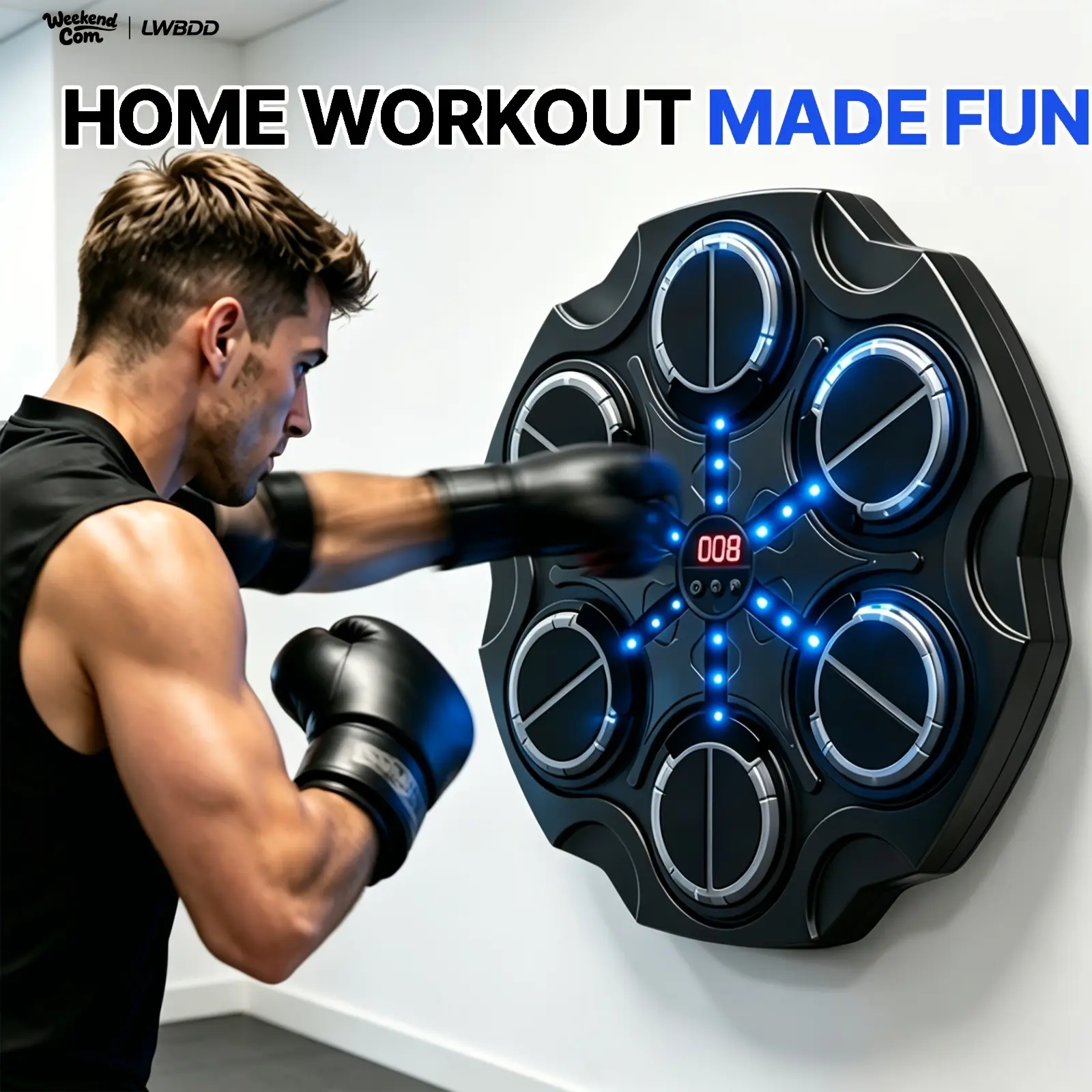 WEEKEND COME 2026 Upgraded Music Punching Machine with Free Boxing Gloves, 9-Speed Settings—Wall-Mounted Smart Punching Toy, Smart Counting Punching Trainer, Ideal for Home Workouts and Parent-Child Interactive Fun