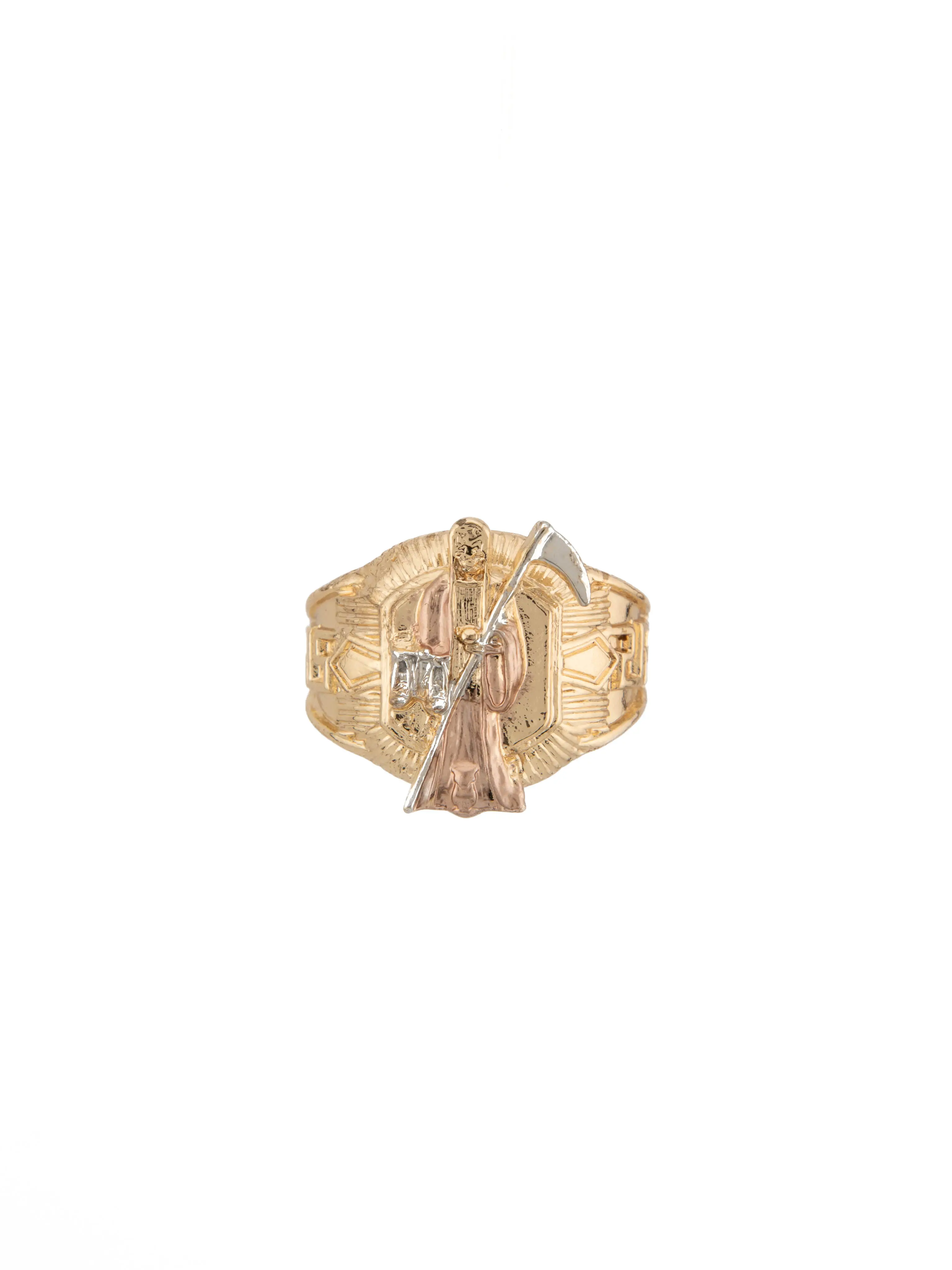 Tri-color Gold-plated Holy Death Ring Elegant Design Available Sizes #7 #8 #9 #10 #11 Perfect Gift for Dad Unique Aesthetic Statement Piece