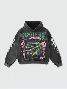 "Speed Legend" Racing - Themed Fitted Graphic Print Hoodie, Trendy Streetwear with Edgy Vibe, TikTok - Popular Fashion Item