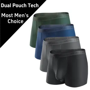 DAVID ARCHY Men's Dual Pouch Modal Underwear 4 Pack Shorts Breathable Soft Trunks Cooling Stretchy Elastic Waistband Everyday Love Gift Set