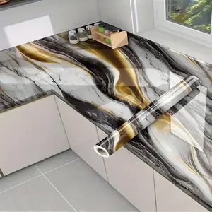 Luxury Marble Peel & Stick Adhesive Decorative Wallpaper, Waterproof Vinyl Tile Pattern, Easy DIY Installation, Ideal for Bathroom Countertops, Marble Backsplash Wallpaper
