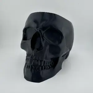 Black Skull Head Planter Pencil Holder 3D Printed Floral Vase Container Unique Home Decor Desk Accessories Decoration Design