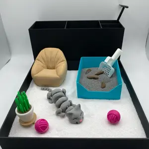 Cat Zen Garden, Cat Desk Decor, Lazy Cat