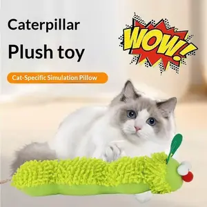 Catnip Caterpillar Plush Toy - Interactive Long Worm Cat Kicker Pillow for Self-Play, Durable Chew-Resistant Mint Teddy for Boredom Relief & Teeth Cleaning tiktokshopspringglowup