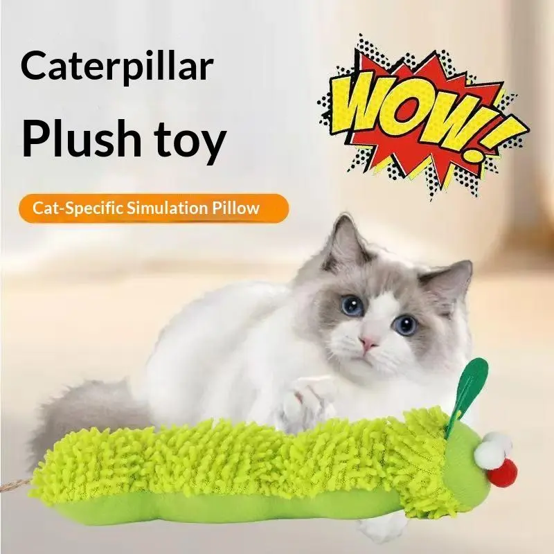 Worm-Shape Catnip Caterpillar Plush Interactive Cat Toy - Long, Durable, Chew-Resistant Mint Kicker Pillow with Massage Texture for Kittens, Indoor Play, Universal Stress & Boredom Relief, Teeth Cleaning
