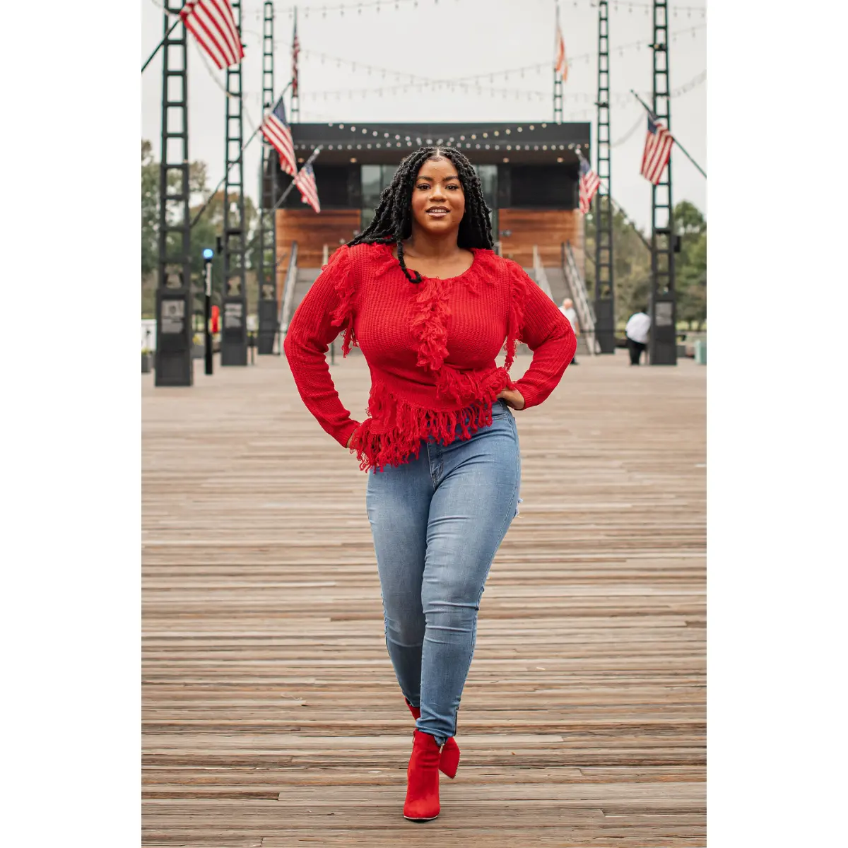 Twist and Frill Red Sweater