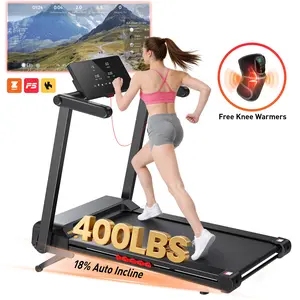 【FREE Knee Warmers】JAGJOG 4.5HP Folding Treadmill with 18% Auto Incline, 400 LBS Capacity, 10MPH Max Speed, Smart App & LED Display, Portable Foldable Treadmill for Home Office with 12 HIIT Programs & Heart Rate Monitor