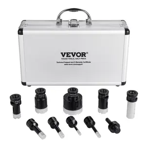 VEVOR Diamond Core Drill Bit Set, 8 PCS 6/8/10/13/19/25/32/50mm Diamond Hole Saw Kit, with Finger Milling Bit Saw Blade and Storage Case, for Dry and Wet, Diamond Drill Bits for Ceramic Tile