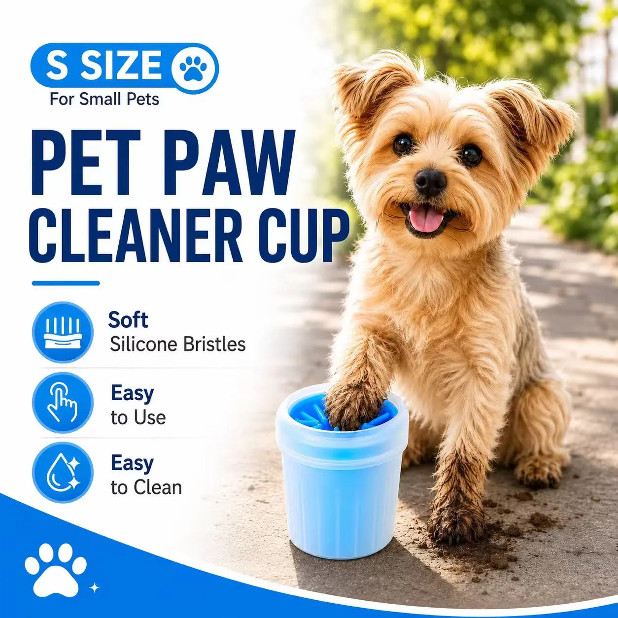 Silicone Universal Pet Paw Cleaning Cup - Size S, Eco-Friendly, Durable, Portable, Paw Washing, On-the-Go Dog & Cat Grooming Claw Care Supply