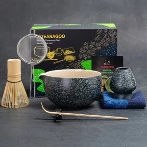 TEANAGOO Matcha Whisk Set,7 Pcs Matcha Set,Matcha Kit for Ceremony,Matcha Tea Set for Making Breakfast/Matcha Latte,Matcha Whisk and Bowl with All Accessories,Gift for Matcha Lover/Friend/Family Box Ceramic
