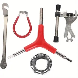 5-Piece Bicycle Spoke Wrench Set, Heavy-Duty Tire Lever, Chain Breaker, Bike Wheel Key Tool Kit, Cycling Repair Equipment