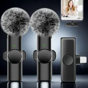 Wireless Lavalier Microphone, USB Rechargeable Wireless Microphone, Noise Reduction Microphone for Video Recording Interview Podcast Vlog, Audio
