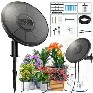TRJZWA Solar Irrigation System Kit,2025 New Solar Garden Irrigation System DIY Automatic Watering System,2200mAh Solar Drip Irrigation System with 15 Drippers/15m Watering Hose/Early Warning Function