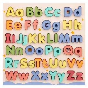 Educational Capital & Small Letter Matching Puzzle Board, Wooden Alphabet Cognitive Toy for Kindergarten Early Education Learning Materials, Preschool Alphabet Tool