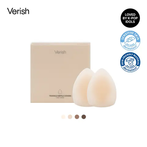 [VERISH] Triangle Nipple Cover - Reusable Full Coverage Multi-Color Silicone Adhesive Nipple Stickers for Women - Seamless Triangle Pasties for Dresses Swimwear & T-Shirts - Korean Fashion Best-Seller