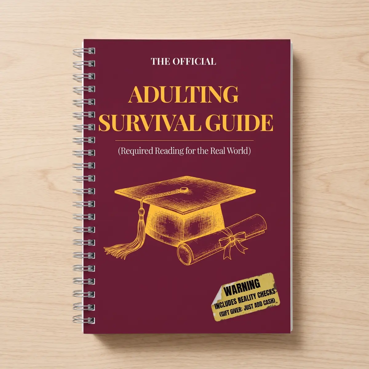 The Official Adulting Survival Guide - Funny Graduation Gift Book with Cash and Gift Card Page, 18-Page Spiral Keepsake