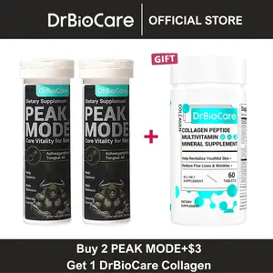 【Haiti】DrBioCare PEAK MODE: Sipleman Vitalite Gason | Melanj 7 an 1 ak Tongkat Ali, Shilajit ak Ashwagandha pou Enèji ak Andirans Chak Jou