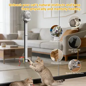 HAPPYCODE 2-in-1 Electric Cat Wand – Rechargeable Auto Indoor Toy, Suction & Hanging Design, 2 Modes (Track Chase + Bounce), Perfect for Kittens & Adult Cats, Ultimate Cat Gift,stimulating cat toys