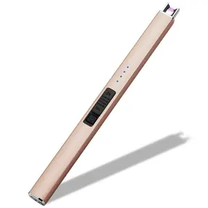 Candle Lighter, USB Rechargeable Plasma Arc Lighter with Safety Lock, Windproof Flameless Long Lighters for Candle, BBQ, Camping, Gas Stoves