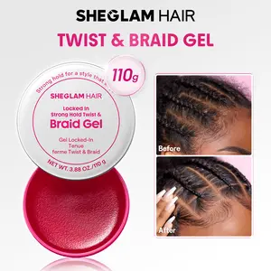 SHEGLAM HAIR Locked in Strong Hold Twist & Braid Gel | Hair Styling Gel | Water Resist Ant | Fights Frizz & Flyaways | Hydrates & Smoothes Hair | Repairs Dry & Damaged Hair | Yummy Cranberry Scent | Curly / Kinky Hair Types-Twist Locs Braids Cornrows