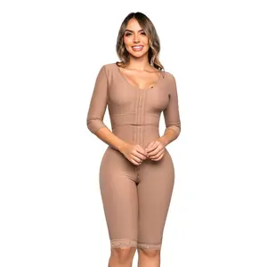 Mi REYNA 7162 Faja Completa Ultrainvisibles Pierna Larga Women's Basic Minimalist V-neck Shapewear with 3 Frontal Adjustment Levels for Comfort & Elegance Soft Fabric Bodysuit for Daily Wear - Customized