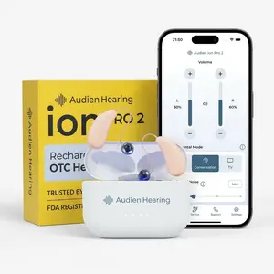 Audien ION Pro 2 OTC Hearing Aids for Adults – Premium Rechargeable In-Ear Hearing Aids with Bluetooth App Control, No Prescription