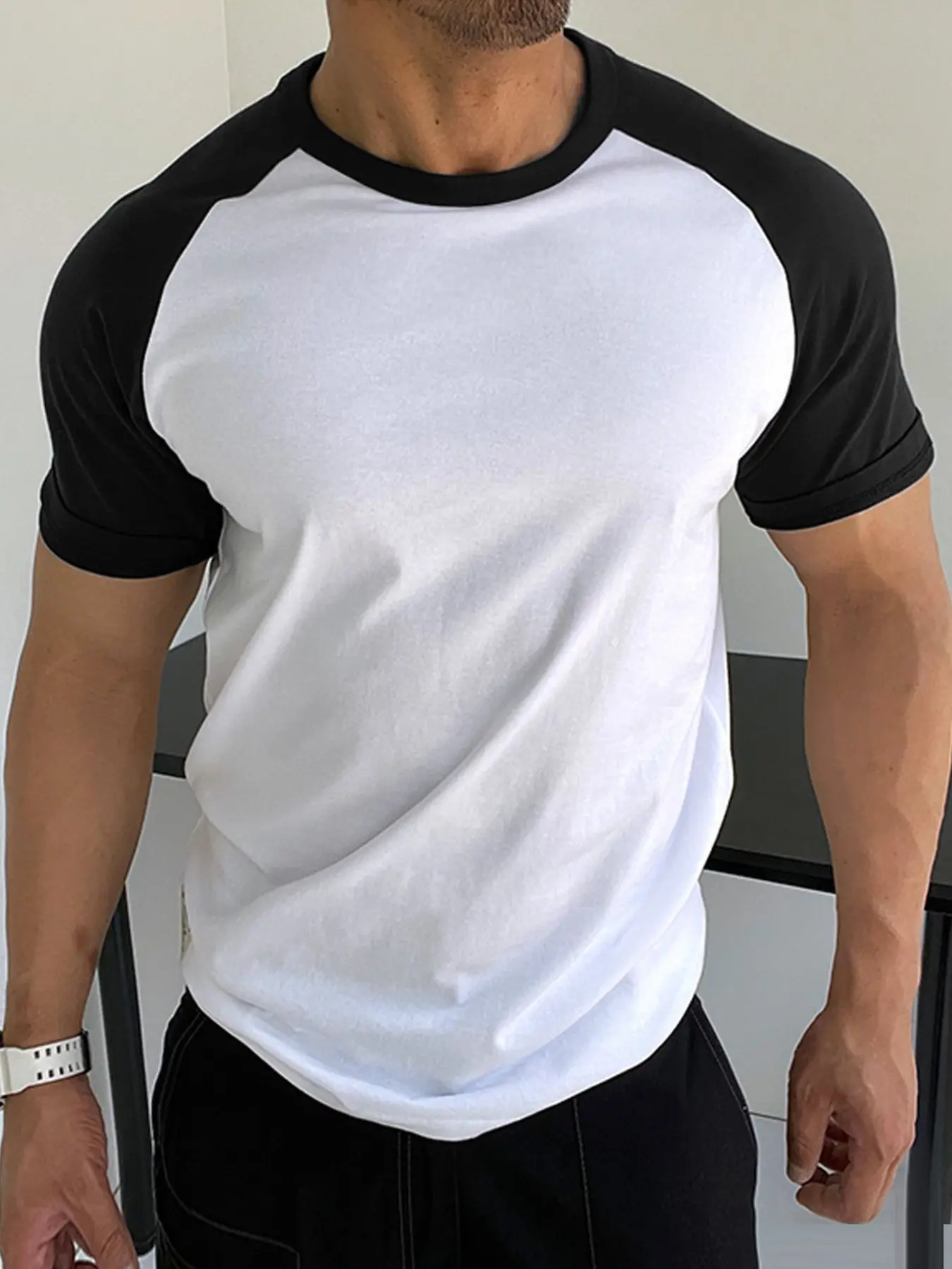 Men's Solid Color Shoulder Sleeve Crew Neck T-Shirt, Ultra Soft Stretch Quality Fabric, Dry Fit Sports Tee for Running & Gym Workouts, Breathable Gym Shirts, Fitness T Shirt, Casual Sportswear