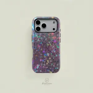 Starry Sparkle Pattern Dual-Function Phone Case, Durable Shockproof Fashion Protection for iPhone 11 12 13 14 15 16 17 Pro Max, Samsung Galaxy S25 S24 S23 Ultra