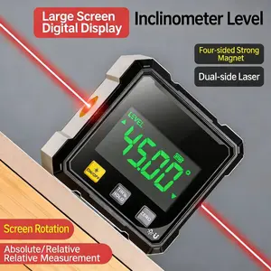 Digital Angle Finder with Electronic Laser Level,Inclinometer- 4-side Strong Magnetic Angle Gauge, Protractor,Finder Measuring Tool for Woodworking