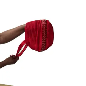 Padded Body Pleat Turban With Stones