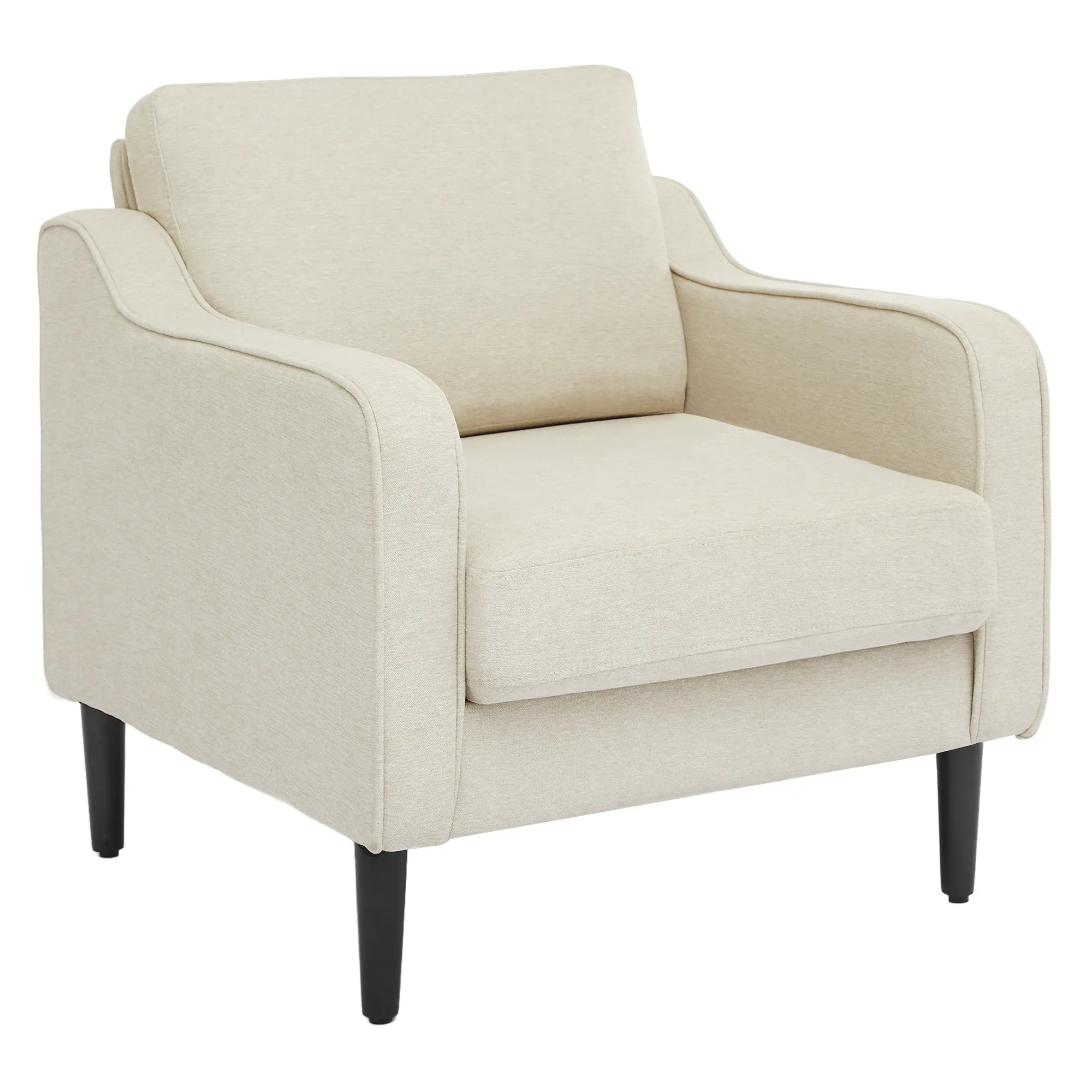 Mid-Century Modern Scandinavian Upholstered Armchair - Compact Footprint Space-Saving, Breathable Linen, Spine Support Back Cushion, Sturdy Wooden Legs, Tool-Free Setup, Mid Century Living Room Furniture, Midcentury Modern, Floor Chair Living Room Furnitu